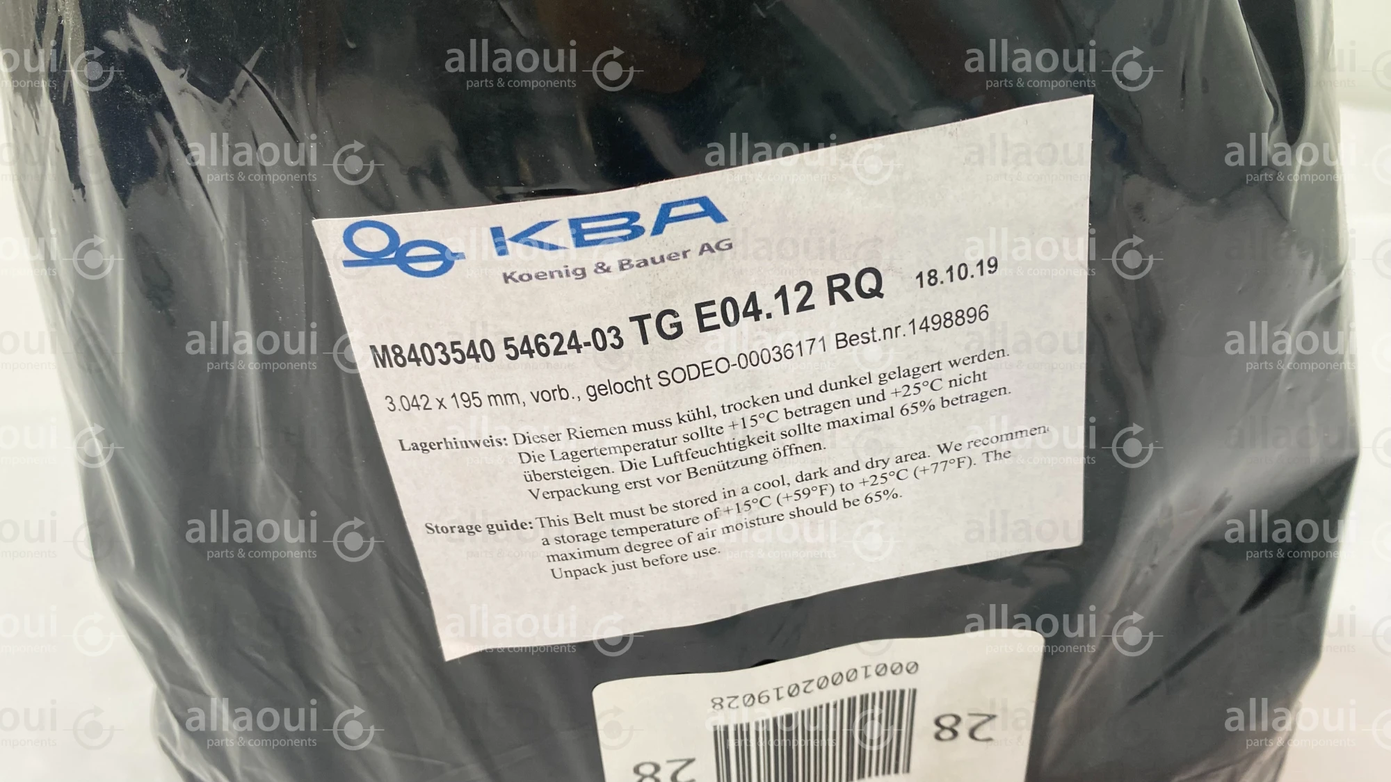 Koenig & Bauer (KBA) Suction Belt M8403540