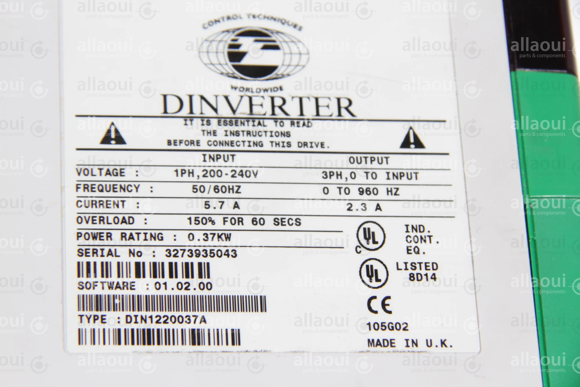 Control Techniques Frequency Converter Dinverter 0222-0160