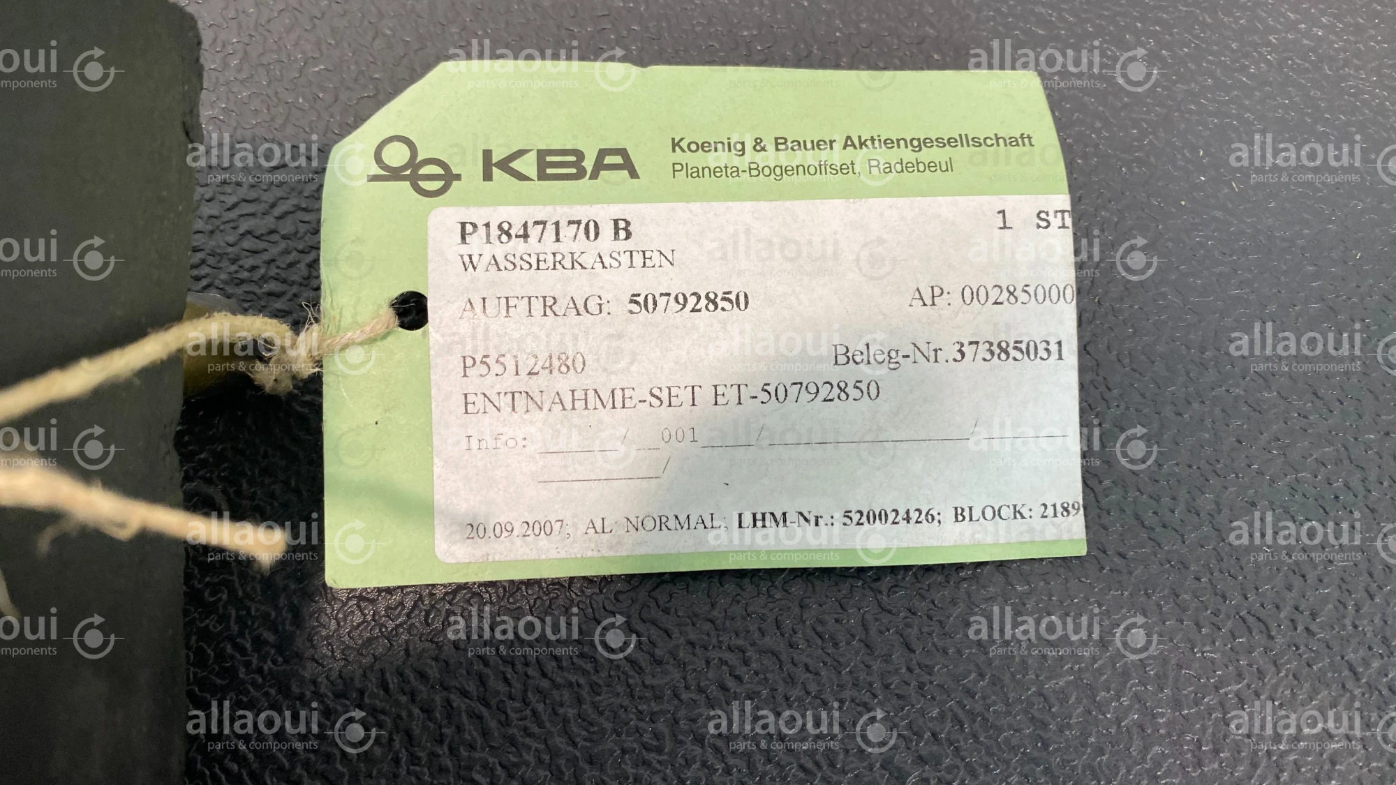 Koenig & Bauer (KBA) Water Tank P1847170 B