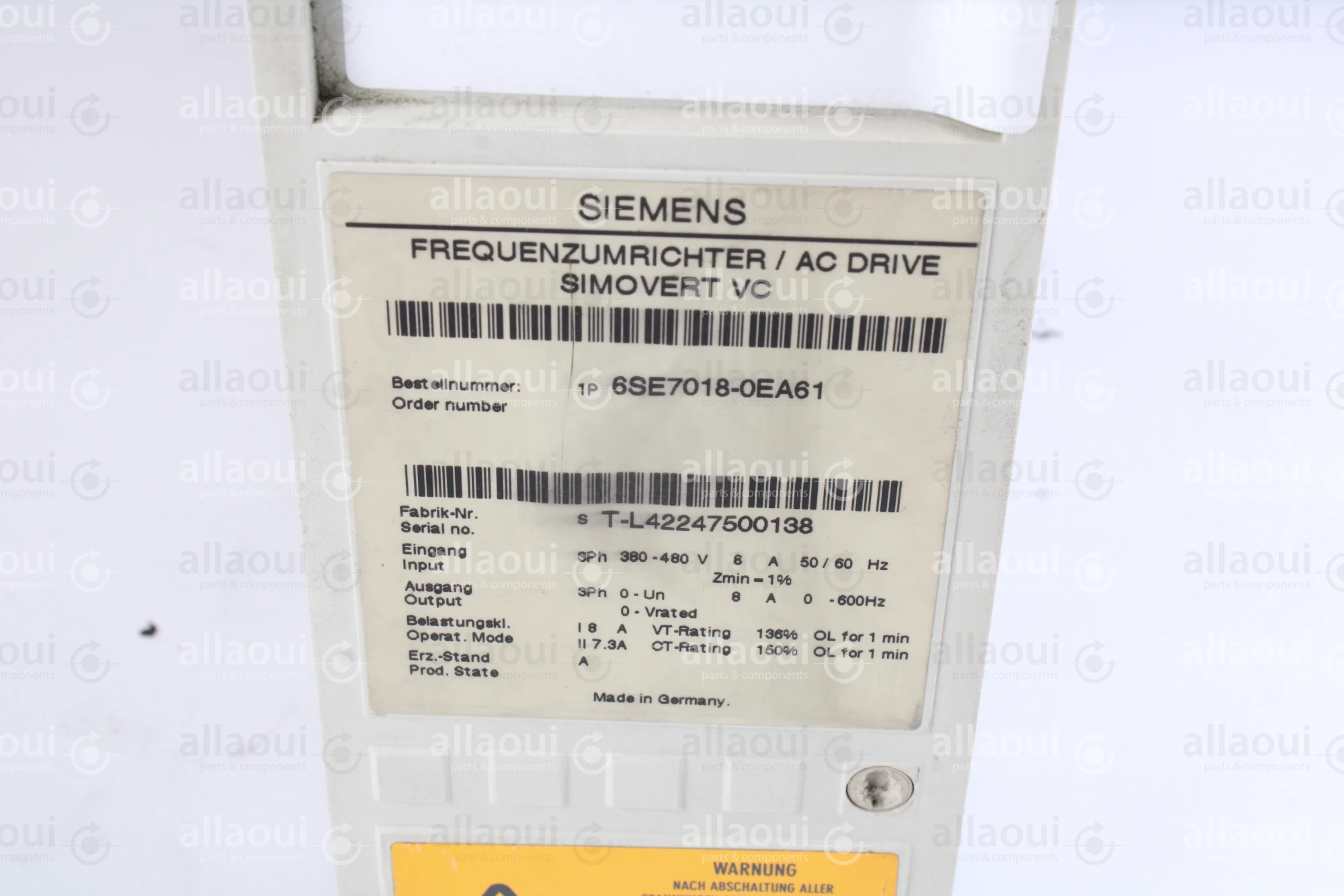 Siemens Frequency Converter 1P-6SE7018-0EA61