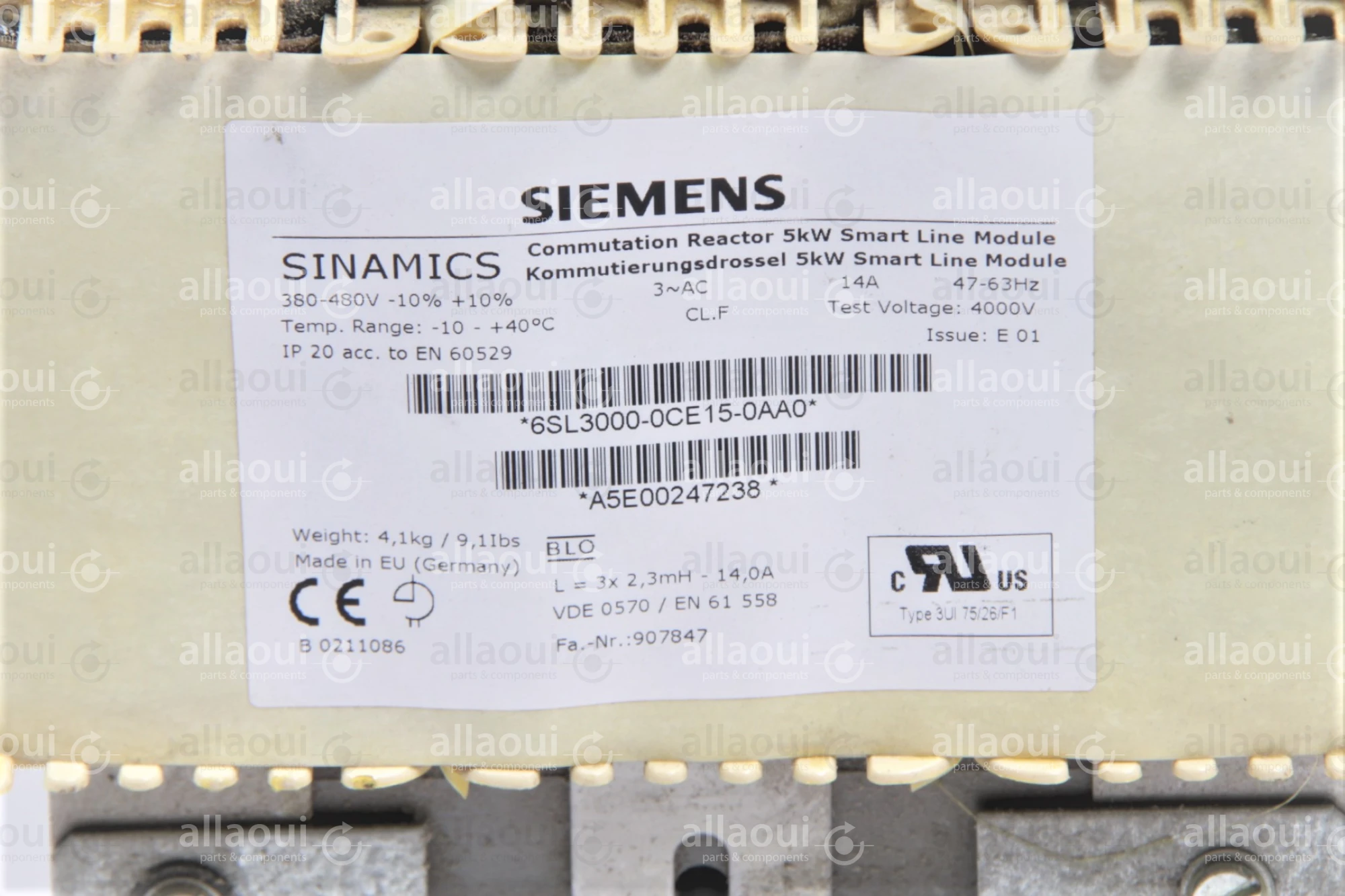 Siemens Commutation Reactor 5kW Smart Line Module 6SL3000-0CE15-0AA0